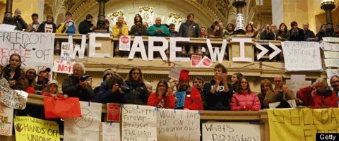 Wisconin Capitol protest for right to collectively bargain